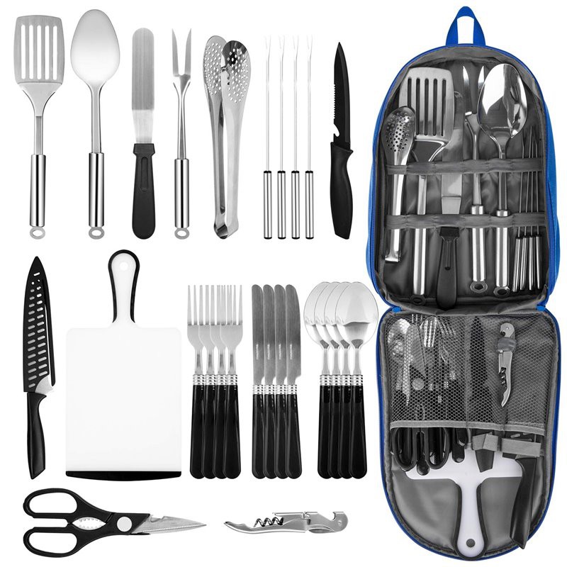 Utensílios portáteis para comer em acampamento